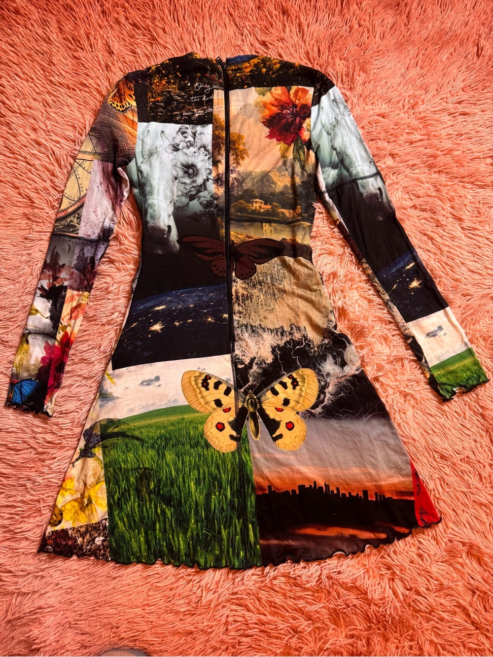 NWOT Alice + Olivia Delora A-Line Mini Dress In Color Eco Fusion. Size 4 - Picture 13 of 16